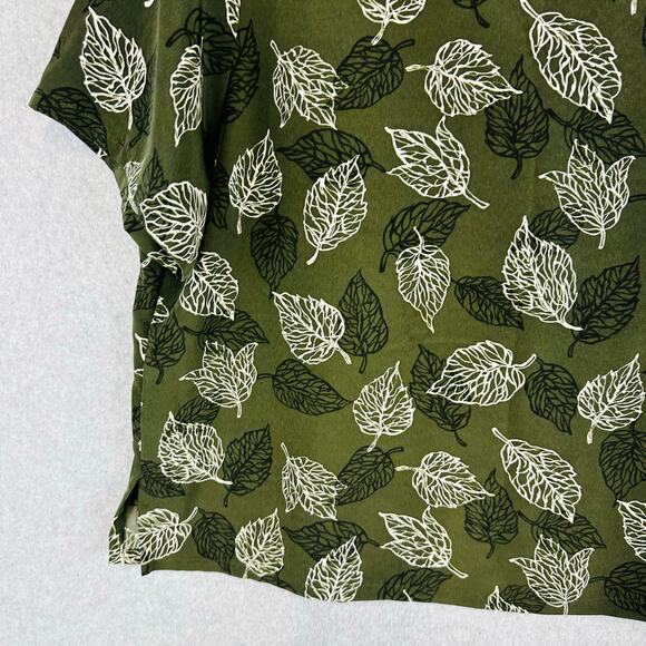 Vtg Bonworth Womans Large Petite Floral Blouse Shirt Short Sleeve Green - Picture 9 of 10